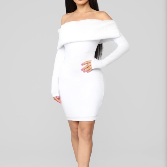BRAND NEW!! FASHION NOVA WHITE RIBBED DRESS - Picture 5 of 6